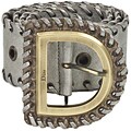 Dior Women's Silver Soft Leather Wide Whip Stitched Belt