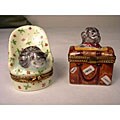 Limoges Hand-painted Cat/ Dog Keepsake Box Set