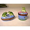 Limoges Hand-painted Frog Keepsake Box Set