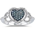 10k Gold 3/8ct TDW Blue/ White Diamond Heart Ring (G-H, I1-I2)