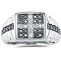 10k Gold Men's Black and White Cross Diamond Ring (G-H, I1-I2)