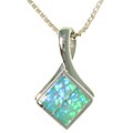 Sterling Silver Square Lab Created Opal Necklace