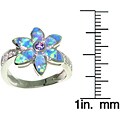 Sterling Silver Opal and CZ Flower Ring