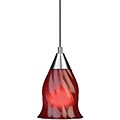 Brushed Nickel Mini Pendant with Red Glass