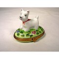 Limoges Hand-painted Fox Terrier Keepsake Box