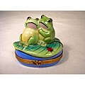 Limoges Hand-painted Frog Couple Keepsake Box