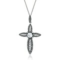 Sterling Silver Marcasite and CZ Cross Necklace