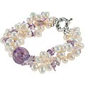 Maddy Emerson White Pearl and Amethyst Bracelet (8-9 mm)