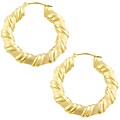 14k Yellow Gold Bar Wrapped Around Hoop Earrings