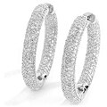 14k White Gold 3ct TDW Diamond Hoop Earrings