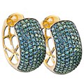 14k Gold 1ct TDW Blue Diamond Huggie Earrings (I2)