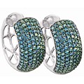14k Gold 1ct TDW Blue Diamond Huggie Earrings (I2)
