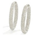 14k White Gold 2ct TDW Diamond Oval Hoop Earrings (H-I, I2)