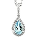 14k Gold Aquamarine and 1/6ct TDW Diamond Pendant