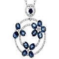 14k White Gold Sapphire and Diamond Pendant