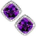 14k Gold Amethyst and 1/4ct TDW Diamond Earrings (I-J, I1)