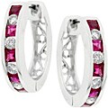 14k Gold Ruby and 1/4ct TDW Diamond Earrings (I-J, I1)