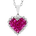14k Gold Ruby and 1/4ct TDW Diamond Heart Necklace (I-J, I1)