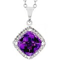 14k Gold Amethyst and 1/10ct TDW Diamond Necklace
