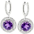 14k Gold Amethyst and 3/4ct TDW Diamond Earrings (I-J, I1)