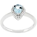 14k Gold Aquamarine and 1/10ct TDW Diamond Ring