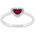 14k Gold Ruby and 1/10ct TDW Diamond Heart Ring