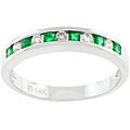 14k White Gold Emerald and 1/6ct TDW Diamond Ring (I-J, I1)