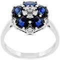 14k Gold Sapphire and 1/4ct TDW Diamond Flower Ring (I-J, I1)