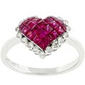 14k Gold Ruby and 1/4ct TDW Diamond Heart Ring (I-J, I1)