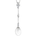 14k Gold Freshwater Pearl and Diamond Necklace (7.5 mm)