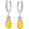 14k Gold Citrine and 1/10ct TDW Diamond Drop Earrings