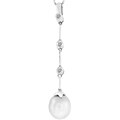 14k Gold Freshwater Pearl and Diamond Necklace (7.5 mm)