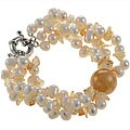 Maddy Emerson White Pearl, Citrine and Jade Bracelet (8-9 mm)