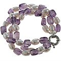Maddy Emerson White Pearl and Amethyst Bracelet (8-9 mm)