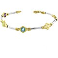 14k Gold Hexagon Semi-precious Stone Bracelet