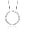 Sterling Silver Created Opal Circle Necklace