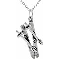 Sterling Silver Snow Ski and Poles Necklace