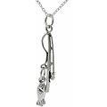 Sterling Silver Fish and Pole Necklace