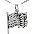 Sterling Silver American Flag Necklace