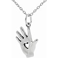 Sterling Silver Heart in Palm of Hand Necklace