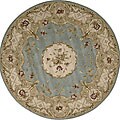 Hand-tufted Transitional Turquoise Wool Rug (7' Round)