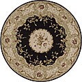 Hand-tufted Transitional Black Wool Rug (7' Round)