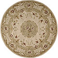 Hand-tufted Transitional Beige Wool Rug (7' Round)