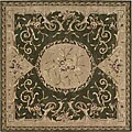 Hand-tufted Transitional Green Wool Rug (7' Square)
