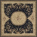 Hand-tufted Transitional Navy Wool Rug (7' Square)