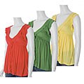Aziz Women's Ruffled Sleeveless Empire Waist Shirt