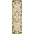Hand-carved Ivory/ Cream Wool Rug (2' x 7'6)