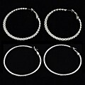 Silvertone Textured Hoop Earrings (Set of 2 Pair)