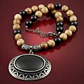 Matte Black and Wood-tone Fashion Necklace