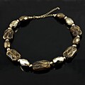 Goldtone Rectangular Flat Beaded Necklace